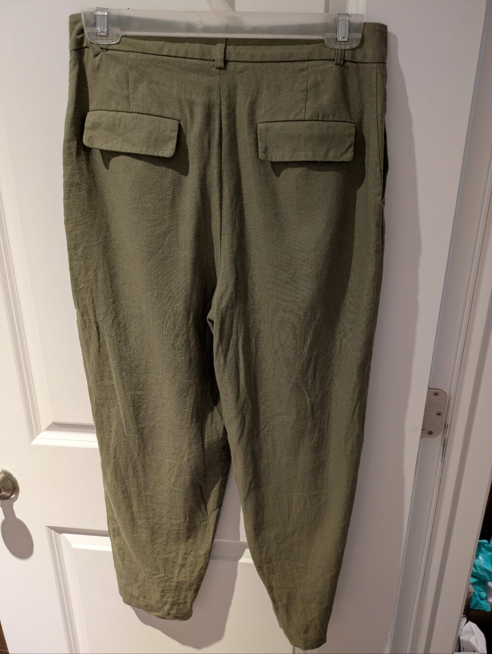 Zara Relaxed Green Linen Blend Pants Size Xs